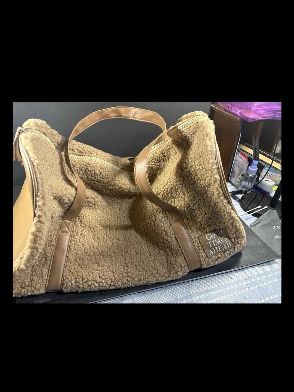 Sherpa Teddy Weekender Tote By Jadelynn Brooke Gym, Travel Or Overnight Bag NWT - Picture 11 of 12